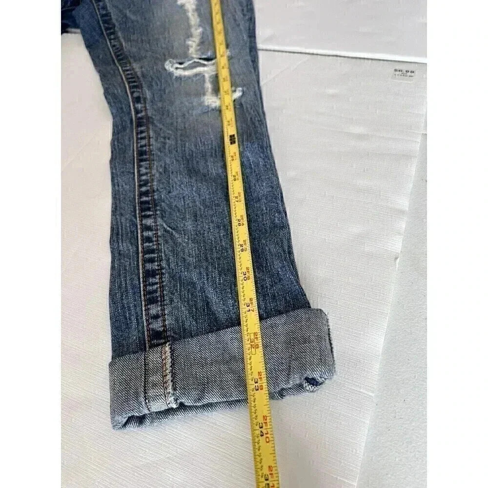 Miss Me Womens Lightwashed Distressed Boyfriend Ankle Denim Jeans Size 26 - Picture 14 of 15